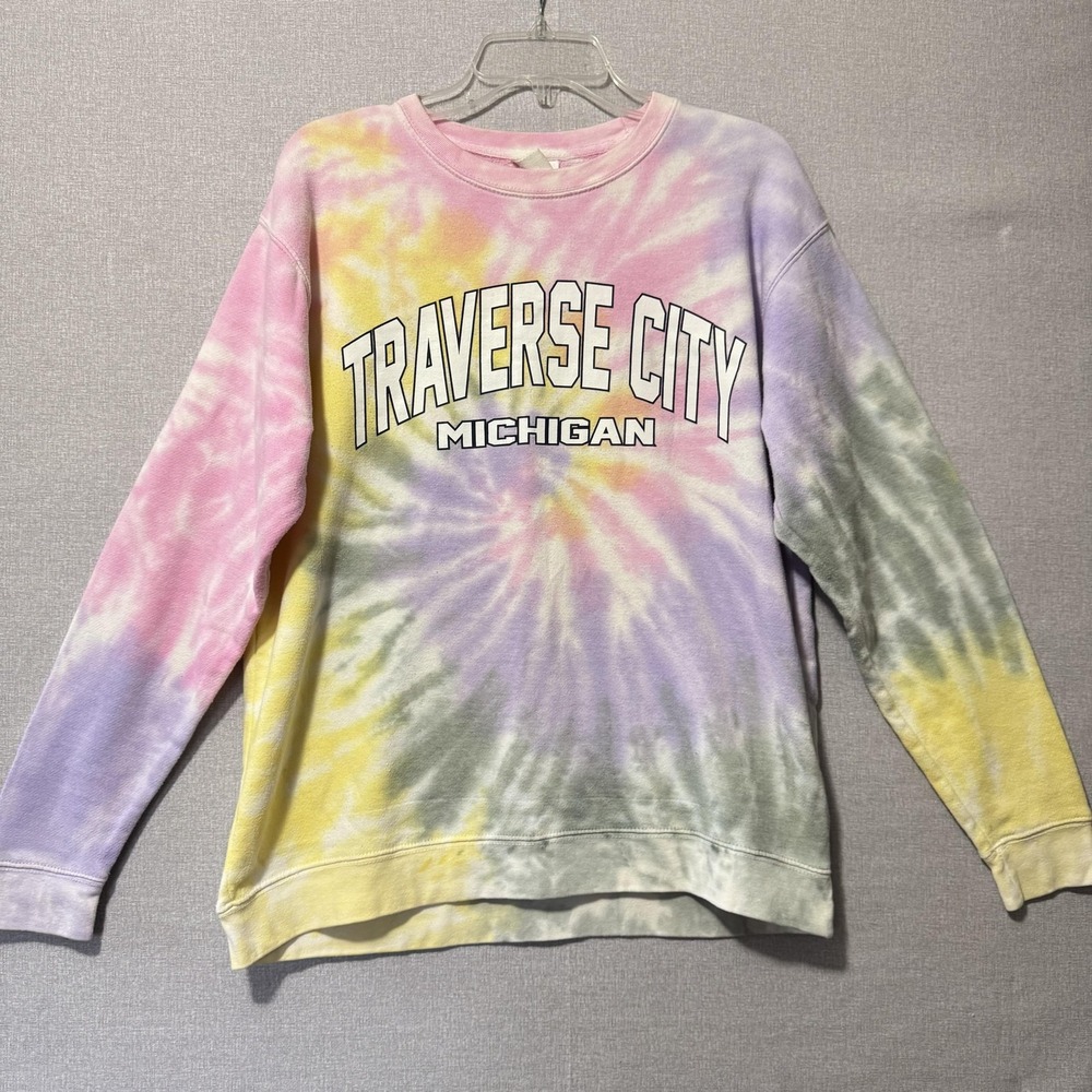 Dreamside Sweatshirt Womens Medium Tie Dye‎ Traverse City Michigan Crewneck